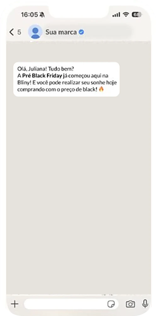 Conversa da marca com o cliente no WhatsApp Oficial pelo Sellbie Ads